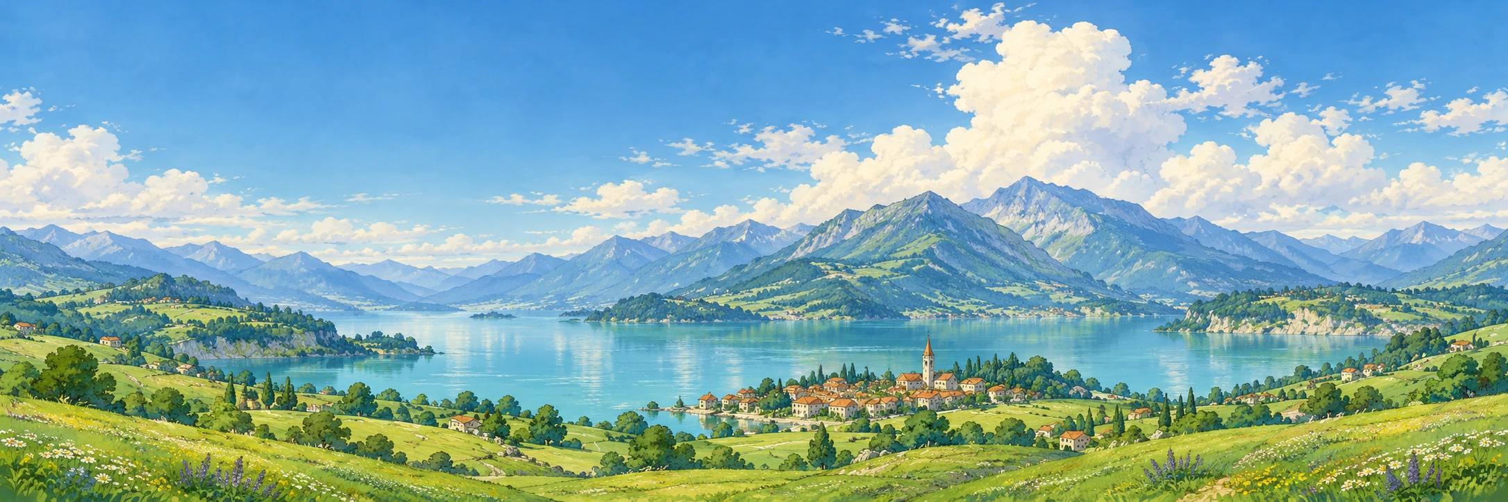山野手绘场景，生成的视觉素材